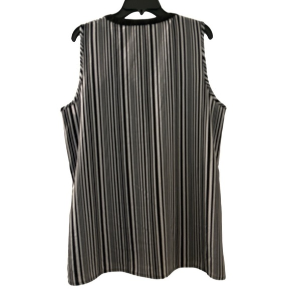 GREY & GRAY Top, sleeveless, black and light gray stripes.  Generous XL - Picture 2 of 7